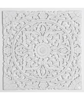 Panel Decorativo Tallado Mandala Oriental Blanco - Serie Adebas