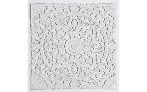 Panel Decorativo Tallado Mandala Oriental Blanco - Serie Adebas
