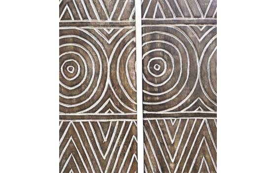 Panel Madera Mango Figuras Geometricas Talladas  Serie Ahulost