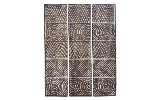 Panel Madera Mango Figuras Geometricas Talladas  Serie Ahulost