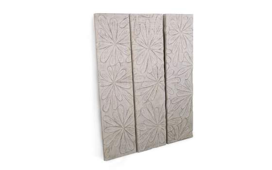Panel Madera Suar Blanco Tallado con Flores Serie Ahulost