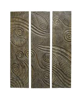 Panel Tallado Decoracion Pared Madera Set de 3 Serie Ahulost