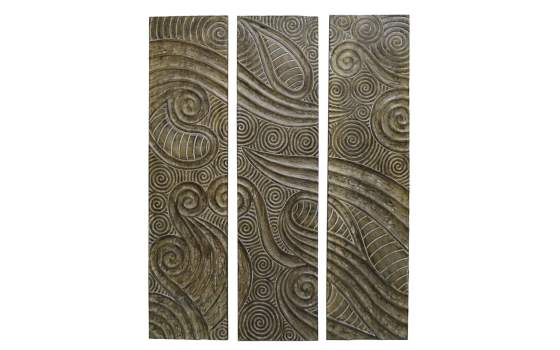 Panel Tallado Decoracion Pared Madera Set de 3 Serie Ahulost