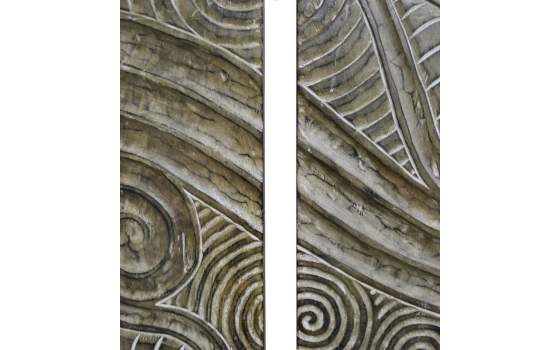 Panel Tallado Decoracion Pared Madera Set de 3 Serie Ahulost