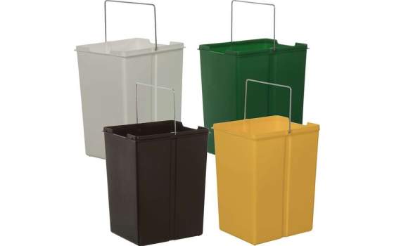 Papelera 4 cubos de Reciclaje 2 Puertas Blanca Serie Arbasola