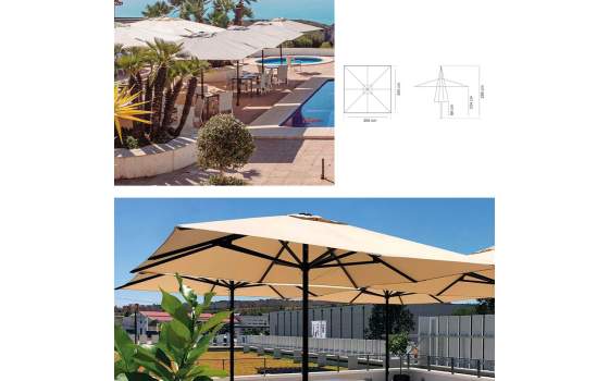 Parasol Cuadrado Grande 3 X 3 Metros Serie Heavy Duty