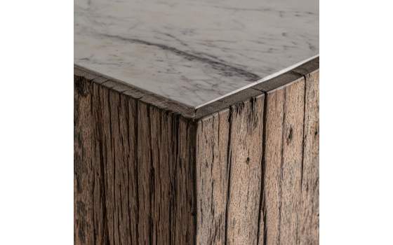 Peana Cuadrada Rustica Madera Reciclada Marmol Serie Samsunt