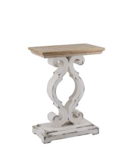 Pedestal Consola de 50 cm Blanca Decape Nogal Talton