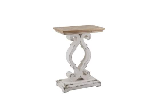 Pedestal Consola de 50 cm Blanca Decape Nogal Talton