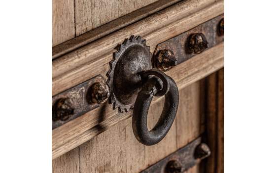 Puerta Rustica Teca y Metal Diseño Medieval Serie Amblard