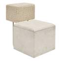 Puff Baul Tapizado Blanco Respaldo Multicolor - Serie Addey