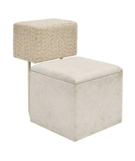 Puff Baul Tapizado Blanco Respaldo Multicolor - Serie Addey