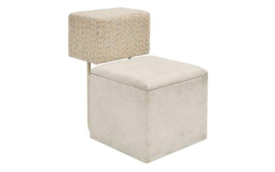 Puff Baul Tapizado Blanco Respaldo Multicolor - Serie Addey