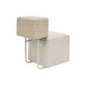 Puff Baul Tapizado Blanco Respaldo Multicolor - Serie Addey