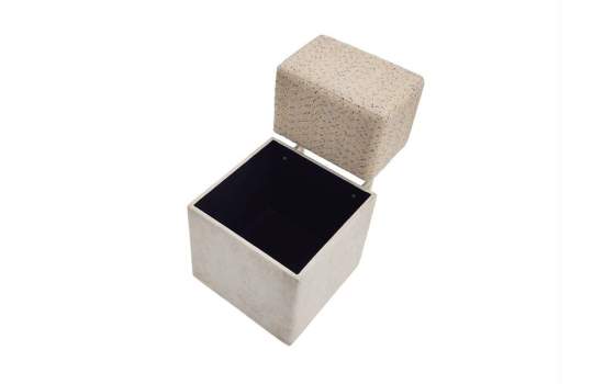 Puff Baul Tapizado Blanco Respaldo Multicolor - Serie Addey