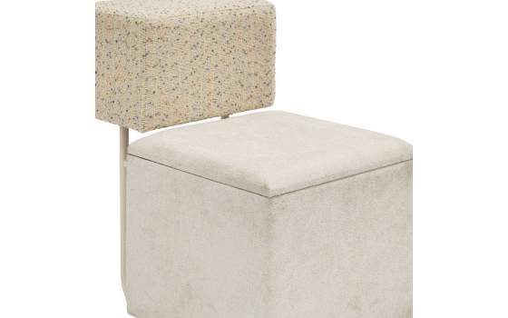 Puff Baul Tapizado Blanco Respaldo Multicolor - Serie Addey