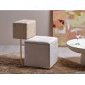 Puff Baul Tapizado Blanco Respaldo Multicolor - Serie Addey
