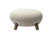 Puff Salon Moderno Beige Pata Madera - Serie Ibal