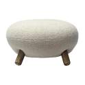 Puff Salon Moderno Beige Pata Madera - Serie Ibal