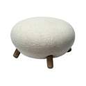 Puff Salon Moderno Beige Pata Madera - Serie Ibal