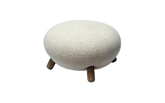 Puff Salon Moderno Beige Pata Madera - Serie Ibal