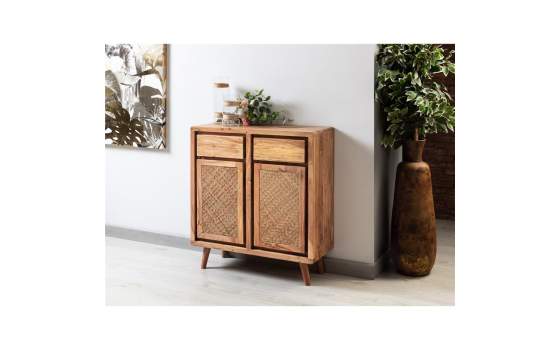 Recibidor 2 Cajones 2 Puertas Rattan y Madera Actual Serie Nori