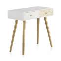 Recibidor 2 Cajones Decorados Patas Oro Estilo Actual Gold White