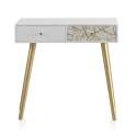 Recibidor 2 Cajones Decorados Patas Oro Estilo Actual Gold White