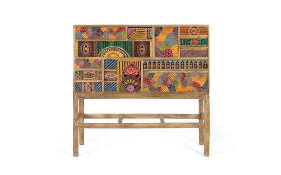 Recibidor Decorado en Colores Tipo Mandala 13 Cajones Alverit