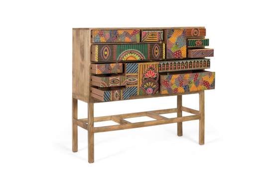 Recibidor Decorado en Colores Tipo Mandala 13 Cajones Alverit