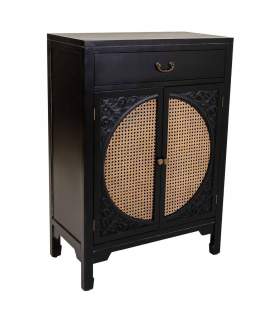 Recibidor Negro Rustico 1 Cajon 2 Puertas Serie Alika