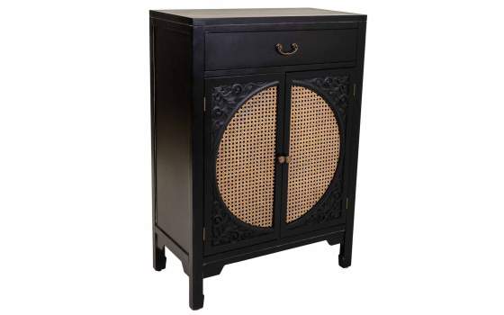 Recibidor Negro Rustico 1 Cajon 2 Puertas Serie Alika