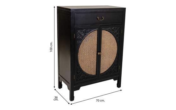 Recibidor Negro Rustico 1 Cajon 2 Puertas Serie Alika
