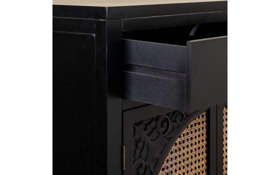 Recibidor Negro Rustico 1 Cajon 2 Puertas Serie Alika
