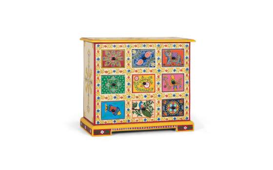 Recibidor Oriental 9 Cajones Pintados a Mano Serie Arfian