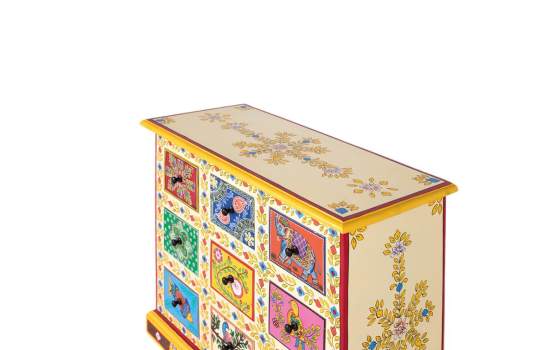 Recibidor Oriental 9 Cajones Pintados a Mano Serie Arfian