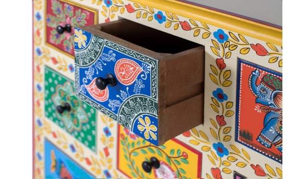 Recibidor Oriental 9 Cajones Pintados a Mano Serie Arfian