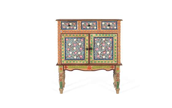 Recibidor Oriental Decorado 2 Puertas 3 Cajones Serie Aciapi