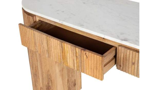 Recibidor Rustico Actual Madera Mango y Marmol Serie Tyla