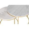 Set 2 Mesas Nido Redondas Marmol Blanco Metal Oro Aelsop
