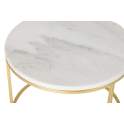 Set 2 Mesas Nido Redondas Marmol Blanco Metal Oro Aelsop