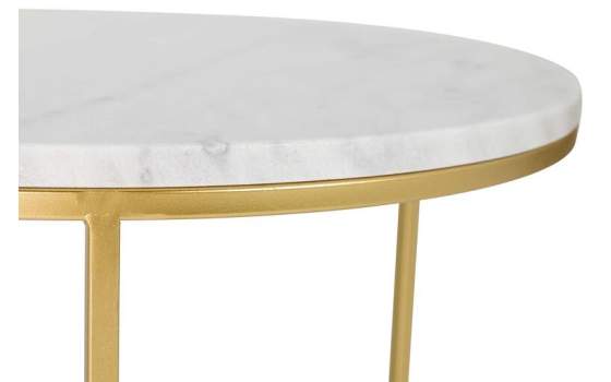 Set 2 Mesas Nido Redondas Marmol Blanco Metal Oro Aelsop