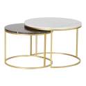 Set 2 Mesas Nido Redondas Negro y Blanco Oro Serie Aelsop