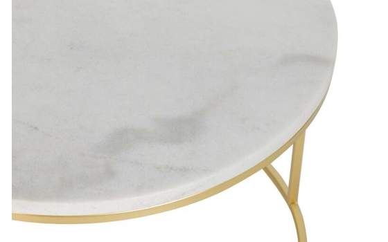 Set 2 Mesas Nido Redondas Negro y Blanco Oro Serie Aelsop