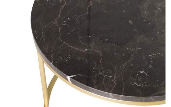 Set 2 Mesas Nido Redondas Negro y Blanco Oro Serie Aelsop