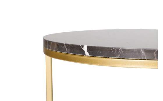 Set 2 Mesas Nido Redondas Negro y Blanco Oro Serie Aelsop