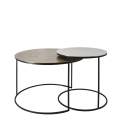 Set 2 Mesas Redondas Tapa Oro Plata y Forja Serie Argois