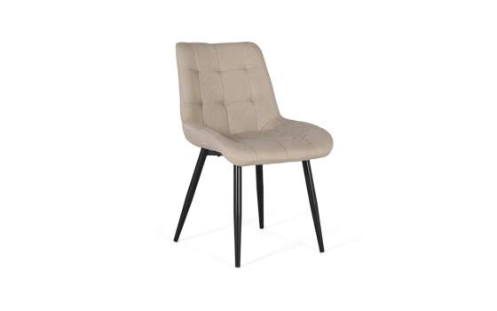 Set 2 Sillas Comedor Tapizadas Beige Patas Metal -Sahana