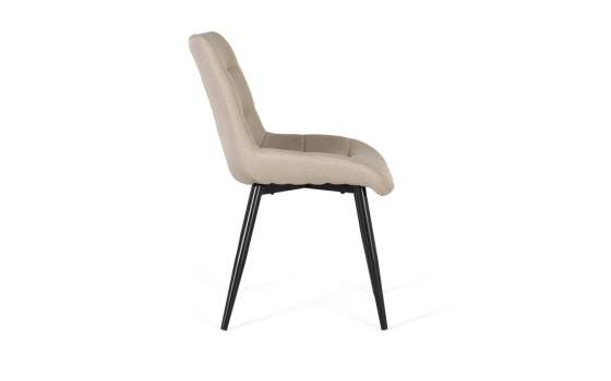 Set 2 Sillas Comedor Tapizadas Beige Patas Metal -Sahana