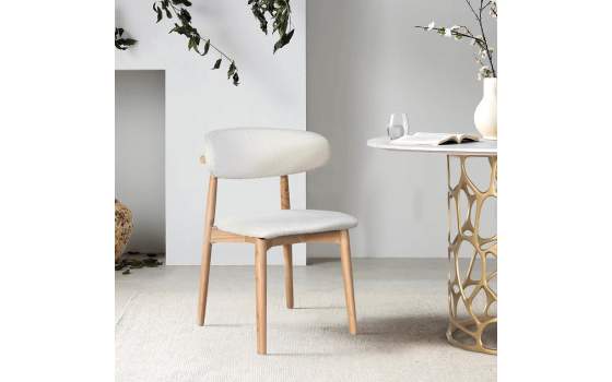 Set 2 Sillas Madera Natural Asiento Respaldo Tapizado Asnara